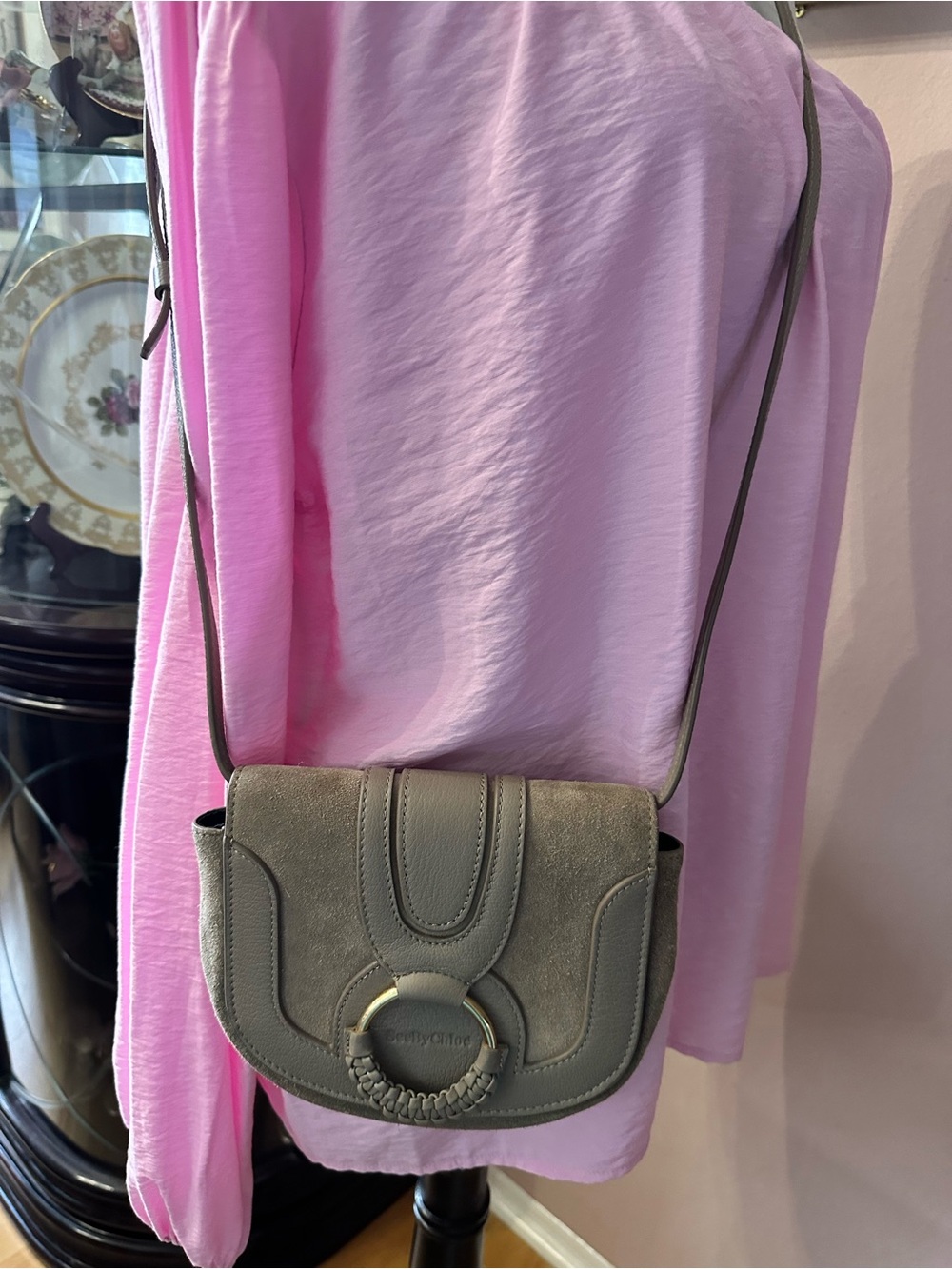 See by Chloe Small Taupe Suede & Leather Crossbody Bag -